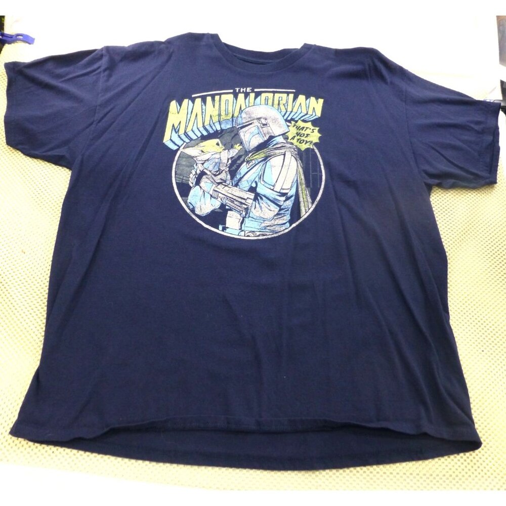 Star Wars Mandalorian Navy Graphic T-Shirt 2XL "Thats Not A Toy!" Grogu & Mando